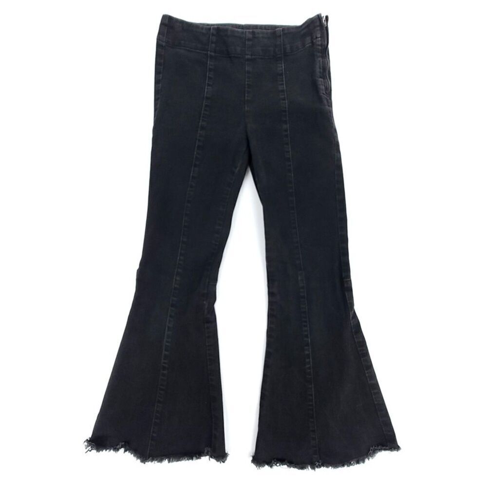 URBAN OUTFITTERS BDG 90's Boho Western Seamed Raw Hem Kick Flare Jeans Black 4